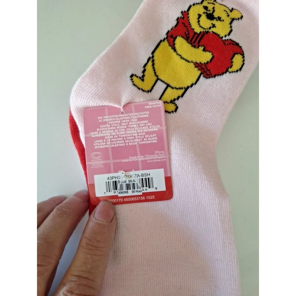 Disney Winnie the Pooh Women's Set of 3 Hearts Ankle Socks Adult Size 4-10